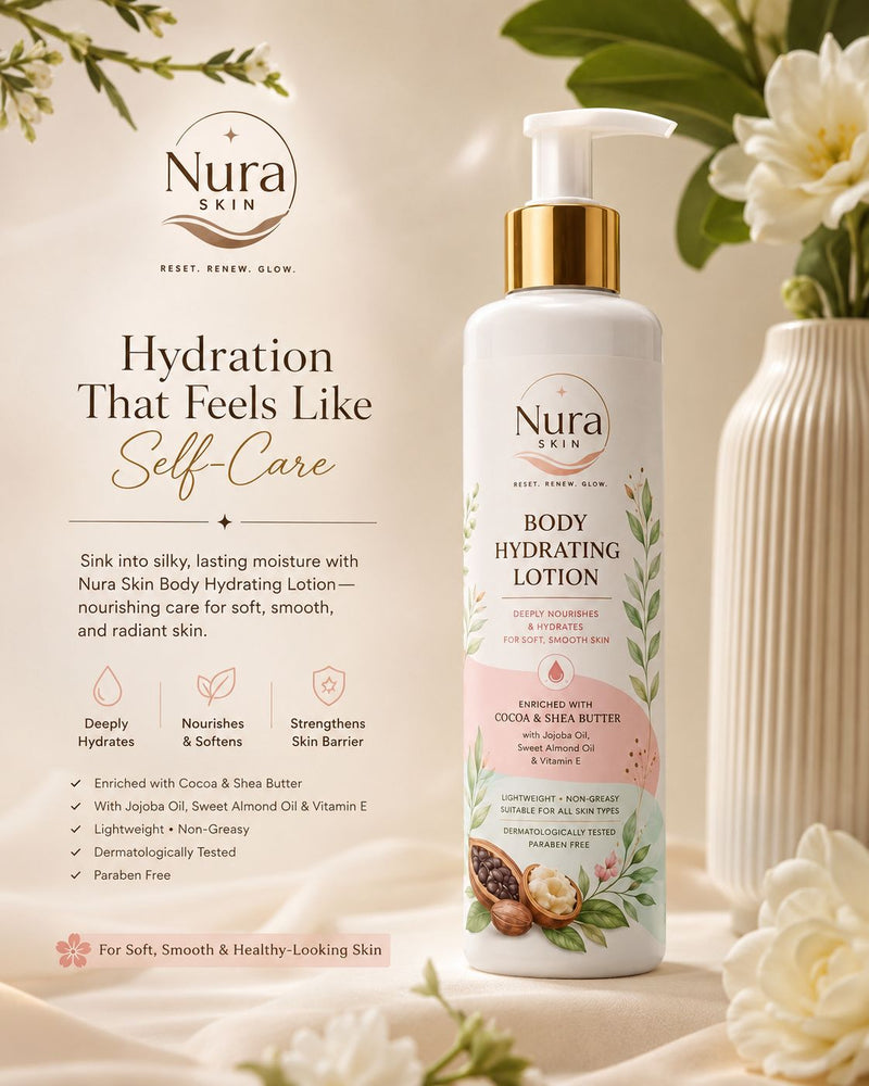 Nura Hydrating Body Lotion – Deep Moisture Cream with Shea Butter Cocoa Butter & Jojoba Oil